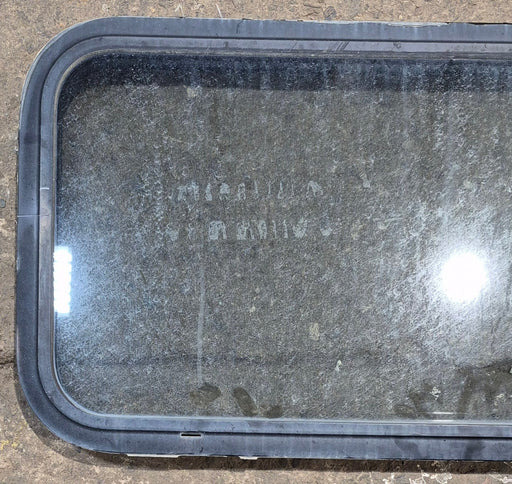 Used Black Radius Non Opening Window : 35 1/2" W x 17 1/2" H x 1 3/4" D - Young Farts RV Parts