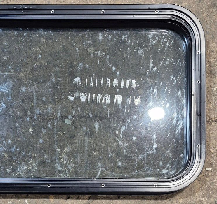 Used Black Radius Non Opening Window : 35 1/2" W x 17 1/2" H x 1 3/4" D - Young Farts RV Parts