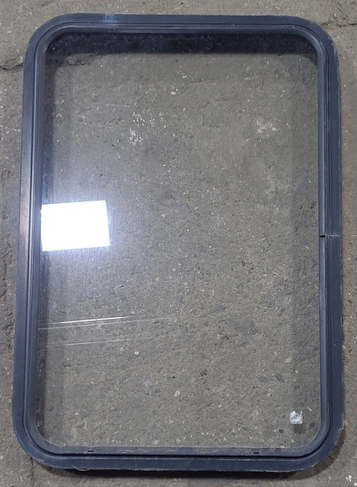Used Black Radius Non Opening Window : 36" W x 24 1/4" H x 2" D - Young Farts RV Parts