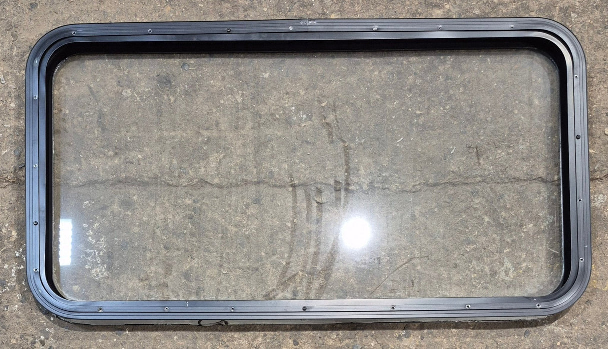 Used Black Radius Non Opening Window : 41 1/2" W x 21 1/2" H x 1 1/2" - Young Farts RV Parts