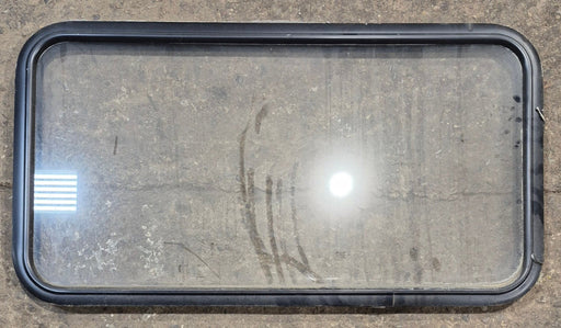 Used Black Radius Non Opening Window : 41 1/2" W x 21 1/2" H x 1 1/2" - Young Farts RV Parts