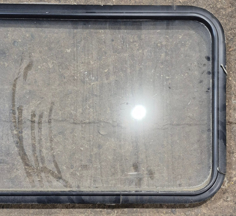 Used Black Radius Non Opening Window : 41 1/2" W x 21 1/2" H x 1 1/2" - Young Farts RV Parts