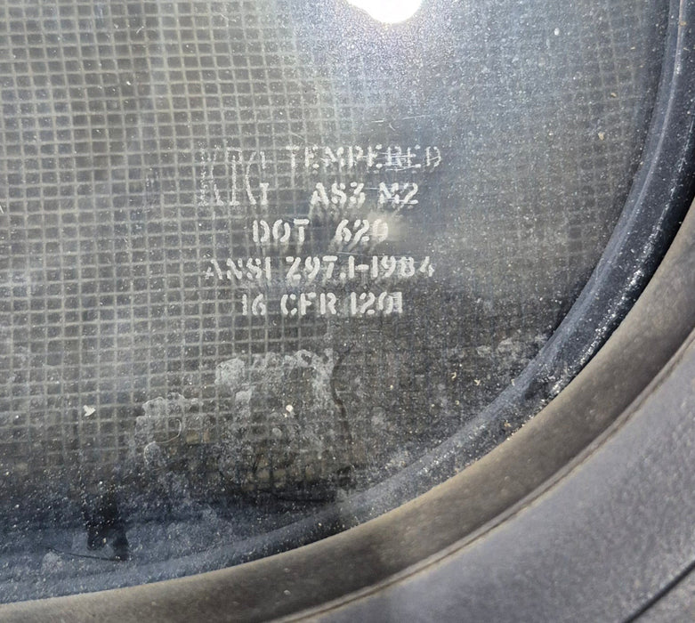 Used Black Radius Opening Window : 11 1/2" W x 21 1/4" H x 1 3/4" D - Young Farts RV Parts