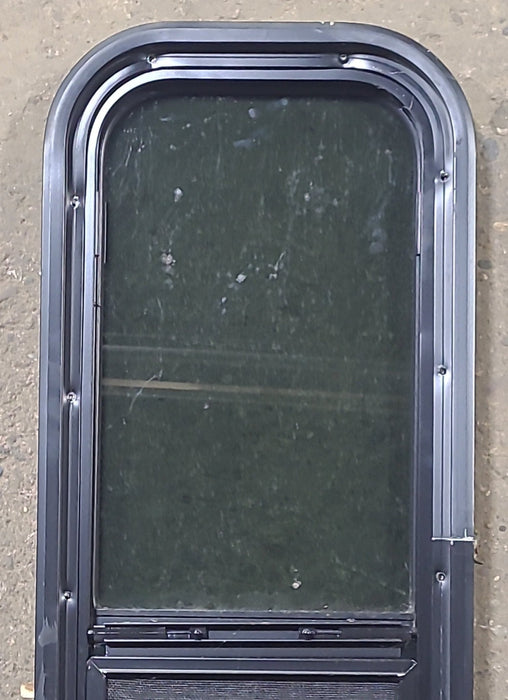 Used Black Radius Opening Window : 11" W x 29 1/4" H x 1 1/2" D - Young Farts RV Parts