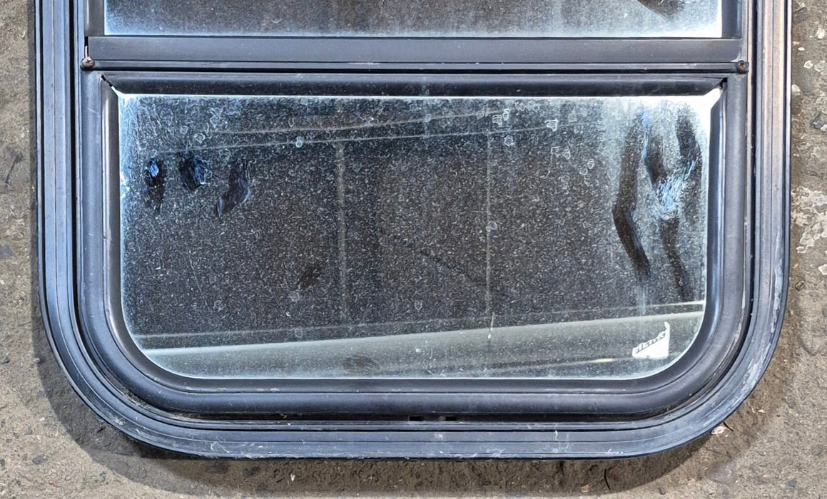 Used Black Radius Opening Window : 17 1/2" W x 21 1/2" H x 2" - Young Farts RV Parts