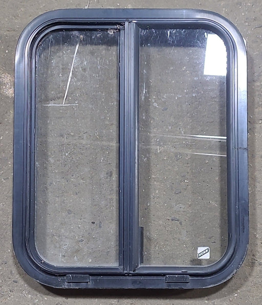 Used Black Radius Opening Window : 17 3/4" W x 22" H x 1 7/8" D - Young Farts RV Parts