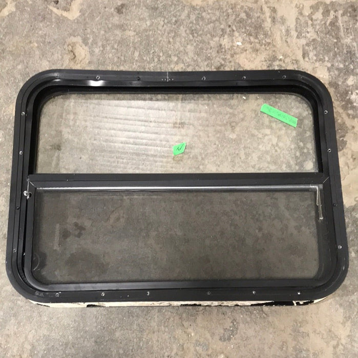 Used Black Radius Opening Window : 20 1/2" W X 21 1/4" H X 2" D - Young Farts RV Parts