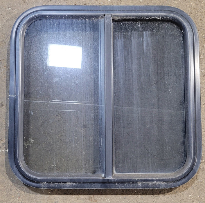 Used Black Radius Opening Window : 20 3/4" W x 20" H x 1 3/4" - Young Farts RV Parts