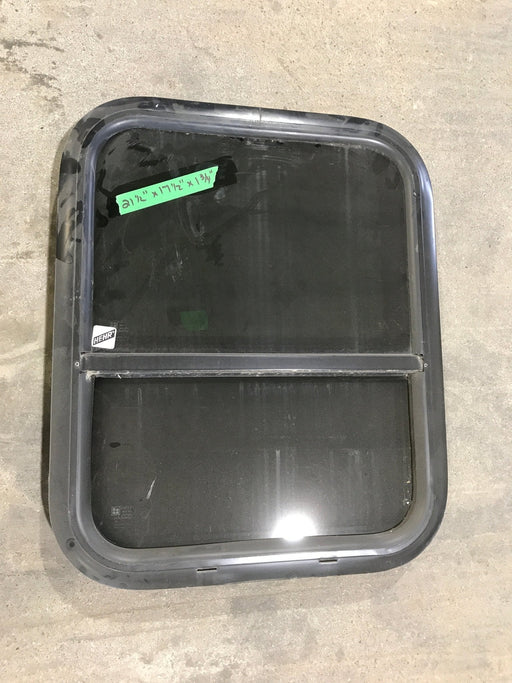 Used Black Radius Opening Window : 21 1/2" W X 17 1/2" H X 1 3/4" D - Young Farts RV Parts