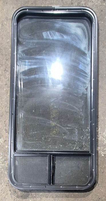 Used Black Radius Opening Window : 21 1/4" W x 47 1/4" H x 1 3/4" D - Young Farts RV Parts