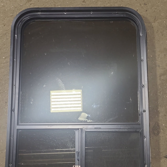 Used Black Radius Opening Window : 21 3/4" W x 30 1/2" H x 2" D - Young Farts RV Parts