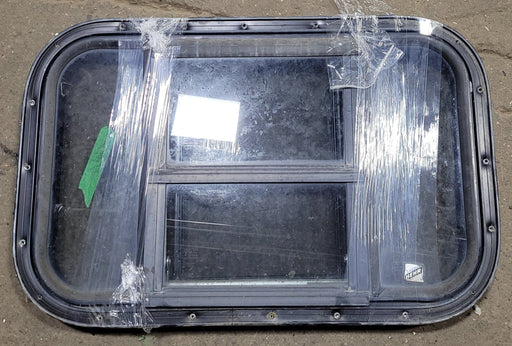 Used Black Radius Opening Window : 21" W X 15 1/8" H X 1 3/8" D - Young Farts RV Parts