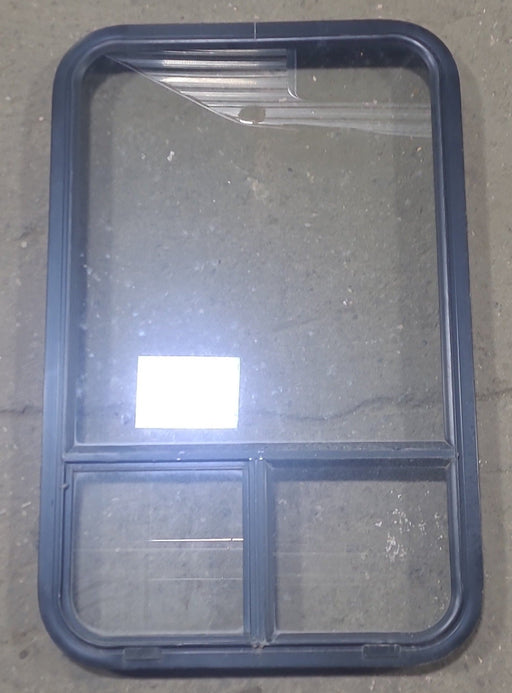 Used Black Radius Opening Window : 22 1/2" W x 35 3/4" H x 1 3/4" D - Young Farts RV Parts