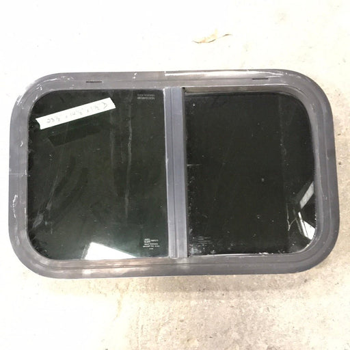 USED Black Radius Opening Window : 23 1/2" W X 14 1/2" H X 1 1/2" D - Young Farts RV Parts