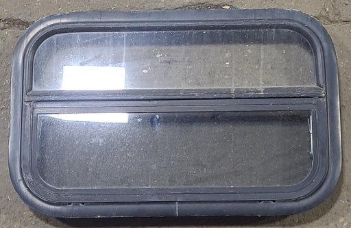 Used Black Radius Opening Window : 23 1/2" W x 14 1/4" H x 2" D - Young Farts RV Parts