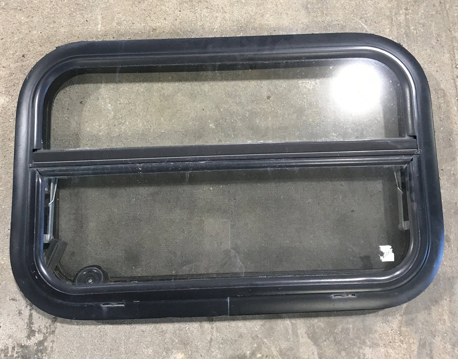 Used Black Radius Opening Window : 23 1/2" W x 14 3/4" H x 2" - Young Farts RV Parts