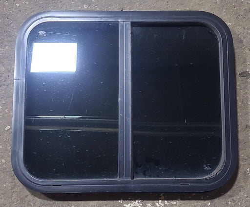 Used Black Radius Opening Window : 23 1/2" W x 19 1/2" H x 1 5/8" D - Young Farts RV Parts