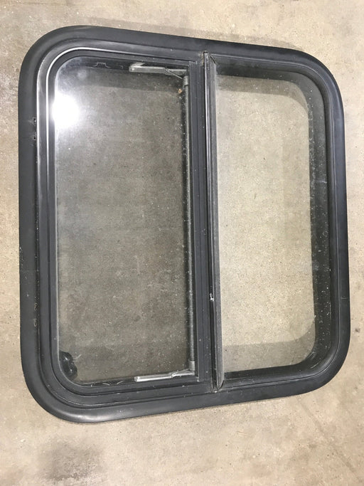 Used Black Radius Opening Window : 23 1/2" W X 21 1/4" H X 2" D - Young Farts RV Parts