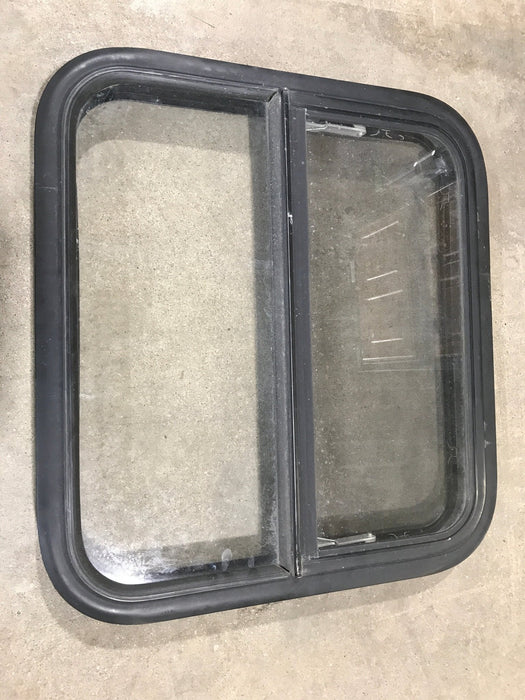 Used Black Radius Opening Window : 23 1/2" W X 21 1/4" H X 2" D - Young Farts RV Parts