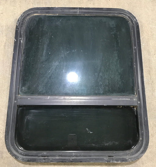 Used Black Radius Opening Window : 23 1/2" W x 28 1/2" H x 2" D - Young Farts RV Parts