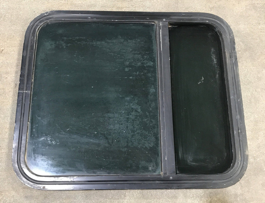 Used Black Radius Opening Window : 23 1/2" W x 28 1/2" H x 2" D - Young Farts RV Parts