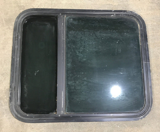 Used Black Radius Opening Window : 23 1/2" W x 28 1/2" H x 2" D - Young Farts RV Parts
