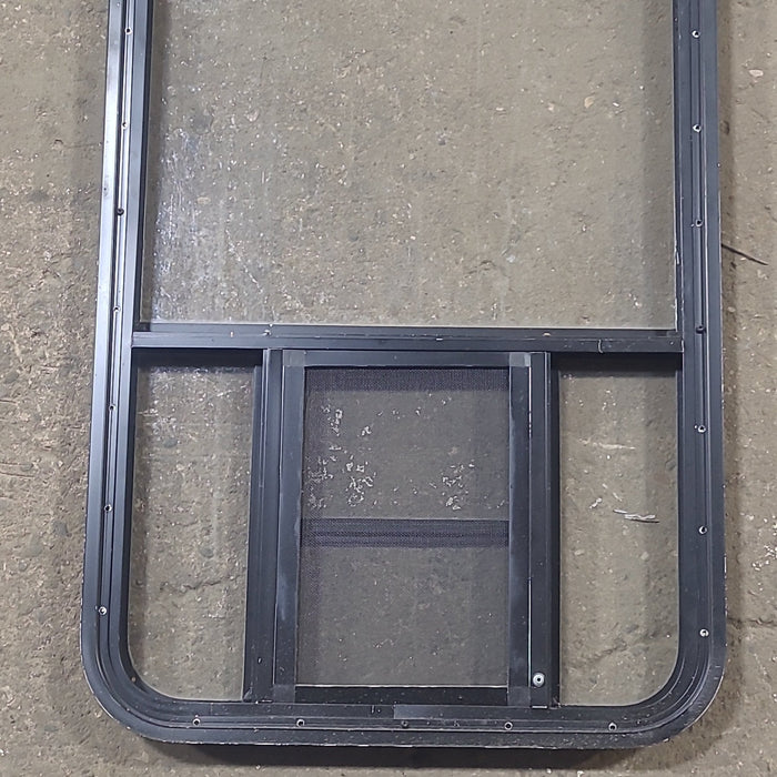 Used Black Radius Opening Window : 23 1/2" W x 39 1/2" H x 1 7/8" D - Young Farts RV Parts