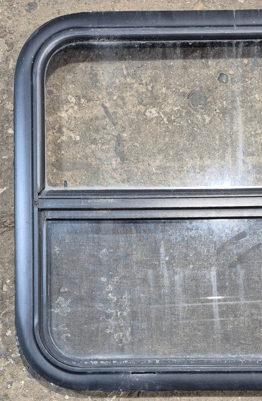 Used Black Radius Opening Window : 23 1/4" W x 21 1/4" H x 1 1/2" - Young Farts RV Parts