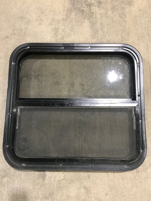 Used Black Radius Opening Window : 23 1/4" W x 21 1/4" H x 2" - Young Farts RV Parts