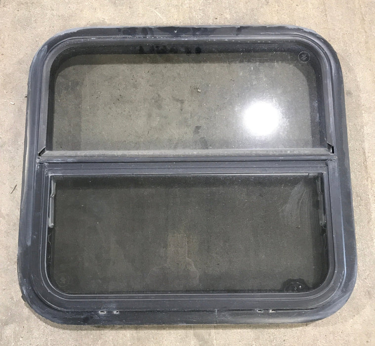 Used Black Radius Opening Window : 23 1/4" W x 21 1/4" H x 2" - Young Farts RV Parts
