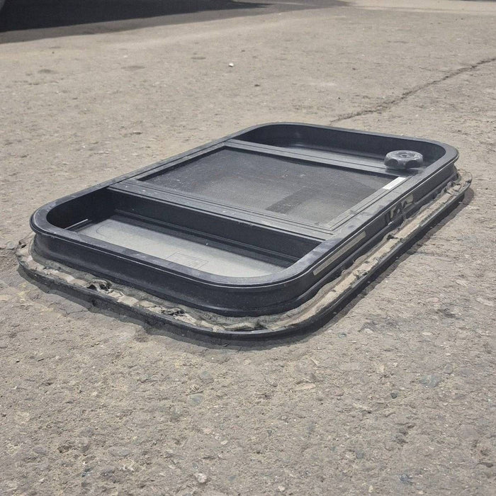 Used Black Radius Opening Window : 23 3/4" X 15" X 1 1/2 - Young Farts RV Parts