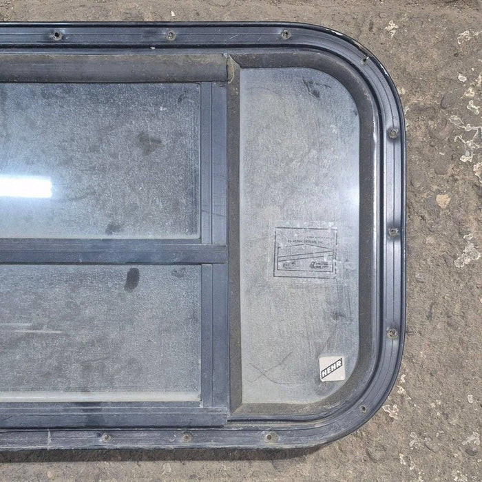 Used Black Radius Opening Window : 23 3/4" X 15" X 1 1/2 - Young Farts RV Parts