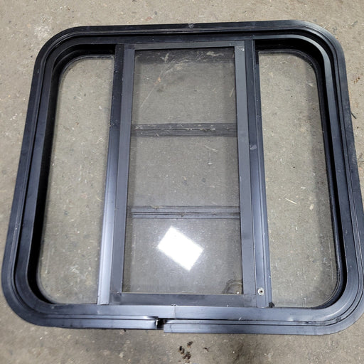 Used Black Radius Opening Window : 23 3/4" X 22 1/2" X 2" D - Young Farts RV Parts