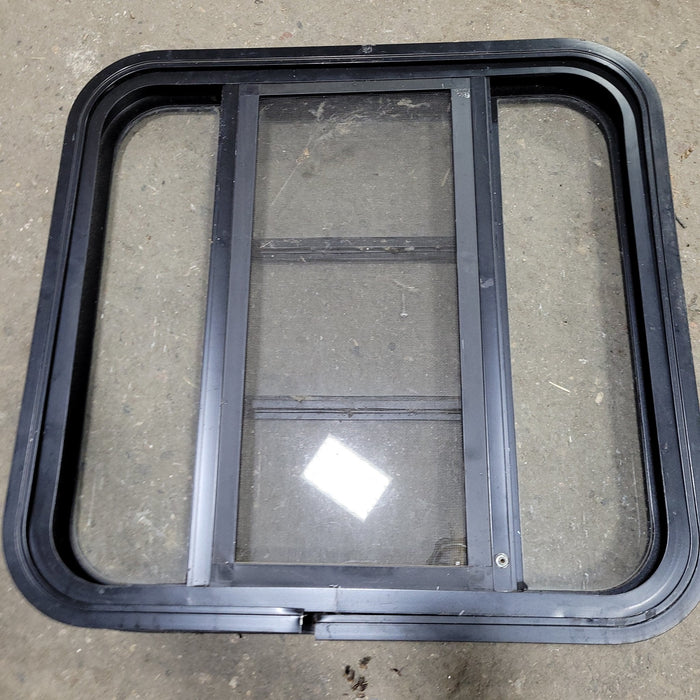 Used Black Radius Opening Window : 23 3/4" X 22 1/2" X 2" D - Young Farts RV Parts