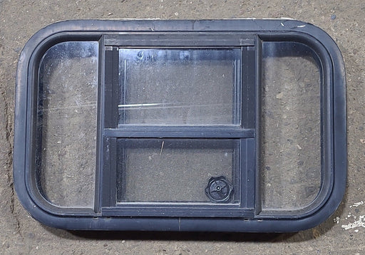 Used Black Radius Opening Window : 23 3/8" W x 14 3/8" H x 1 3/4" D - Young Farts RV Parts