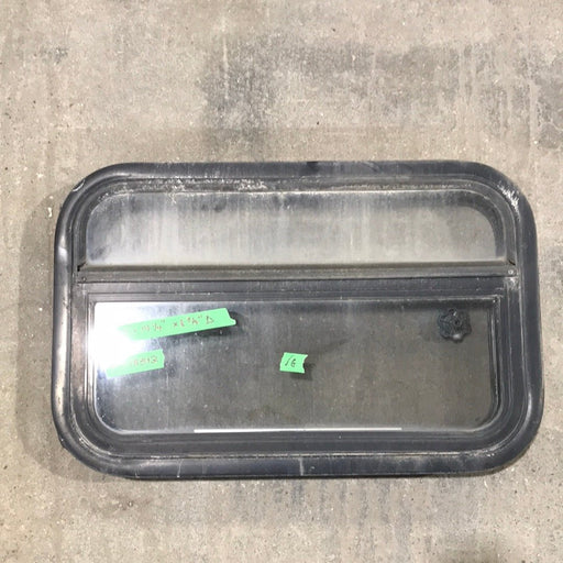 USED Black Radius Opening Window : 23" W X 14 1/4" H X 1 3/4" D - Young Farts RV Parts