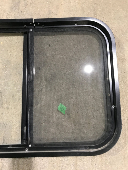 Used Black Radius Opening Window : 24 1/4" W x 17 3/4" H x 1 1/4" - Young Farts RV Parts