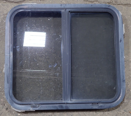Used Black Radius Opening Window : 24 1/4" W x 21 3/4" H x 1 3/4" D - Young Farts RV Parts