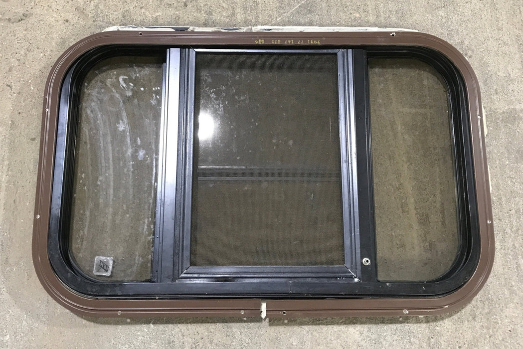 Used Black Radius Opening Window : 24 3/4" W x 15 3/4" H x 1 1/2" D - Young Farts RV Parts
