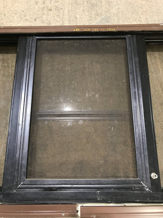 Used Black Radius Opening Window : 24 3/4" W x 15 3/4" H x 1 1/2" D - Young Farts RV Parts