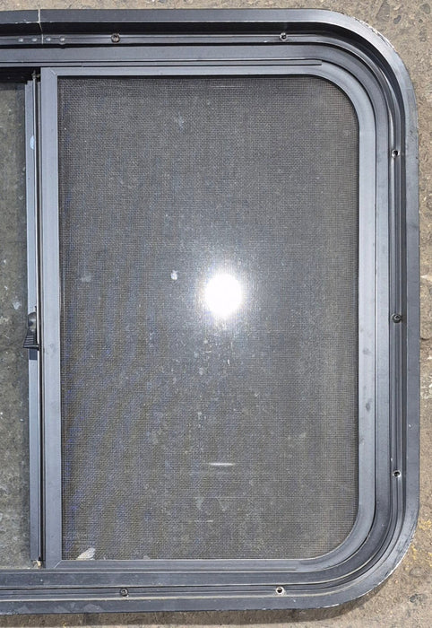 Used Black Radius Opening Window : 25 1/2" W x 20" H x 1 3/4" - Young Farts RV Parts