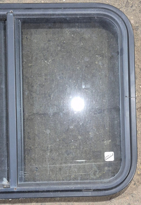 Used Black Radius Opening Window : 25 1/2" W x 20" H x 1 3/4" - Young Farts RV Parts