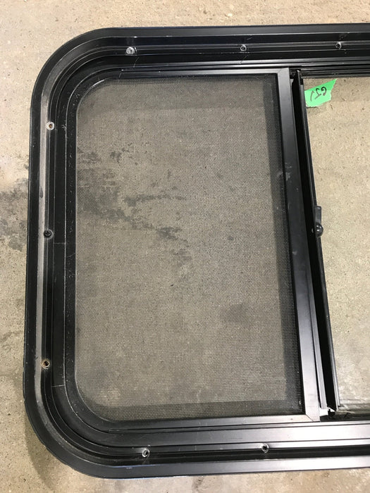 Used Black Radius Opening Window : 27 3/4" W x 18" H x 1 3/4" - Young Farts RV Parts