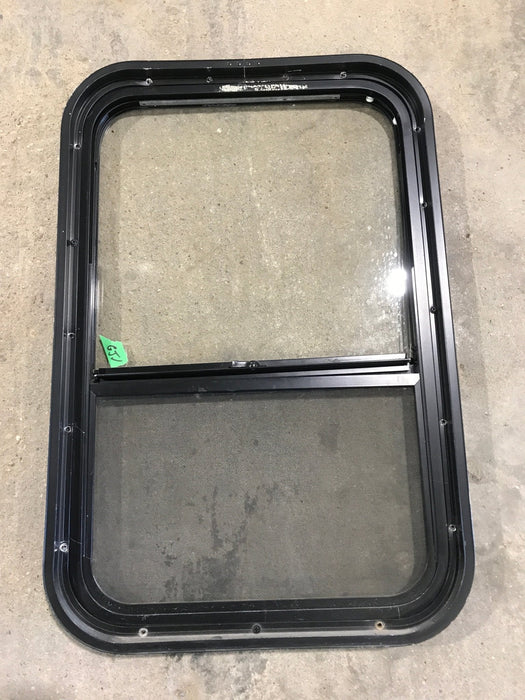 Used Black Radius Opening Window : 27 3/4" W x 18" H x 1 3/4" - Young Farts RV Parts