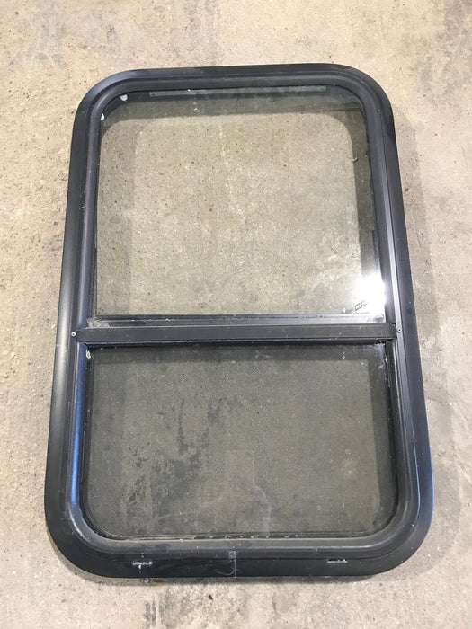 Used Black Radius Opening Window : 27 3/4" W x 18" H x 1 3/4" - Young Farts RV Parts