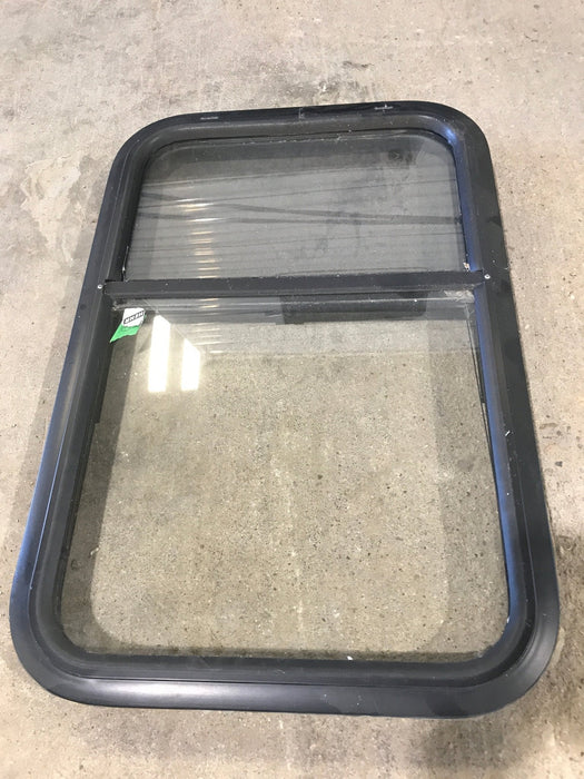 Used Black Radius Opening Window : 27 3/4" W x 18" H x 1 3/4" - Young Farts RV Parts