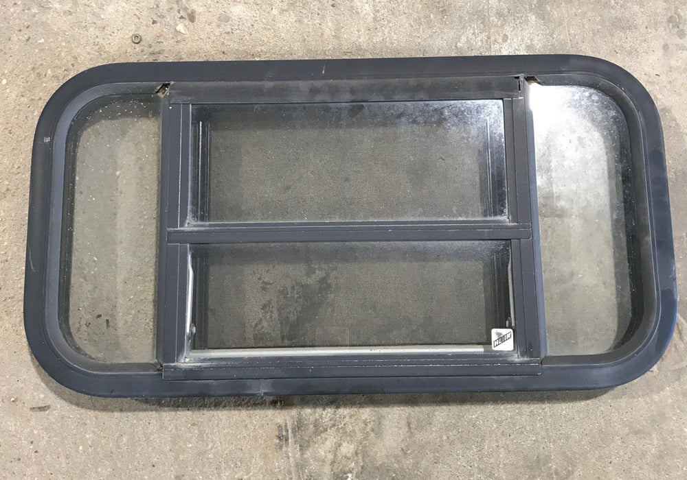 Used Black Radius Opening Window : 29 1/2" W x 14 1/2" H x 2" - Young Farts RV Parts