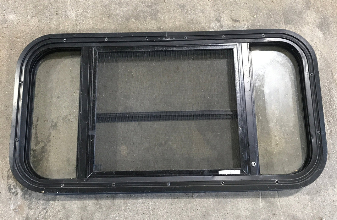 Used Black Radius Opening Window : 29 1/2" W x 14 1/2" H x 2" - Young Farts RV Parts