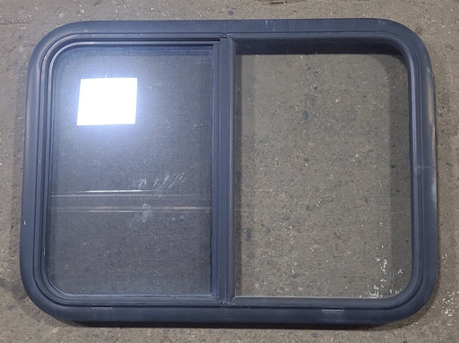 Used Black Radius Opening Window : 29 1/2" W x 21 1/2" H x 1 1/8" D - Young Farts RV Parts