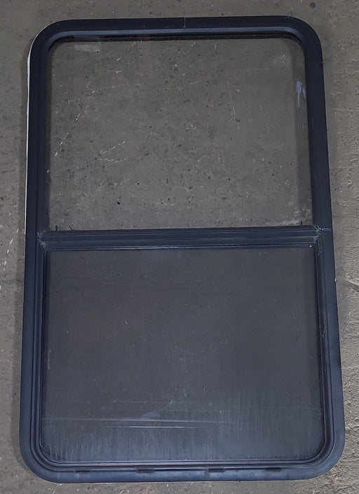 Used Black Radius Opening Window : 29 1/2" W x 47 1/2" H x 1 3/4" D - Young Farts RV Parts